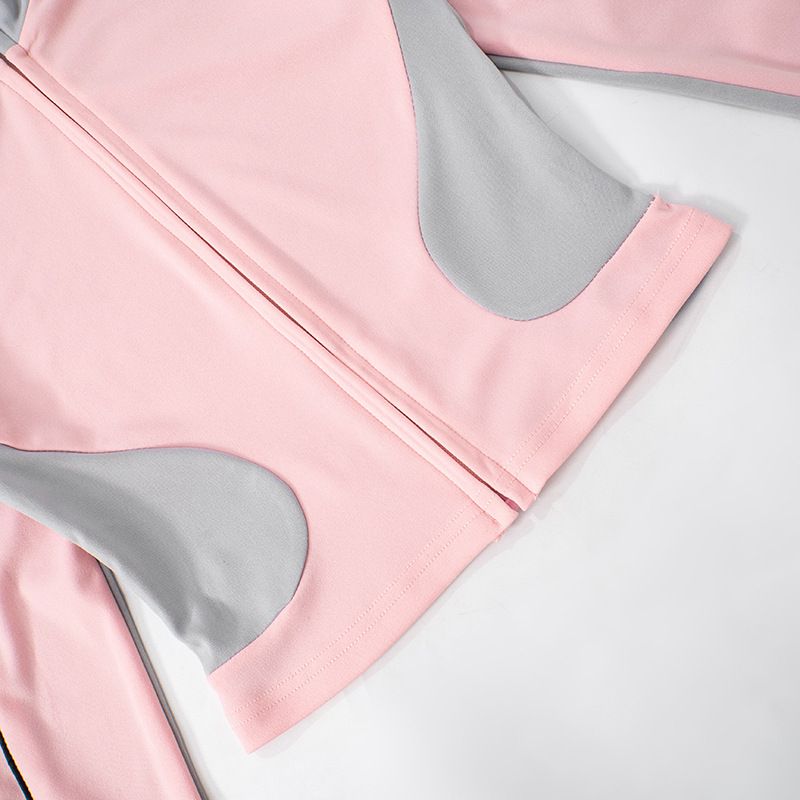 Abbigliamento da donna, linea autunno e inverno, pantaloni a vita alta con elastico in corda, senza colletto, con cerniera, in colori a contrasto_voghion.com