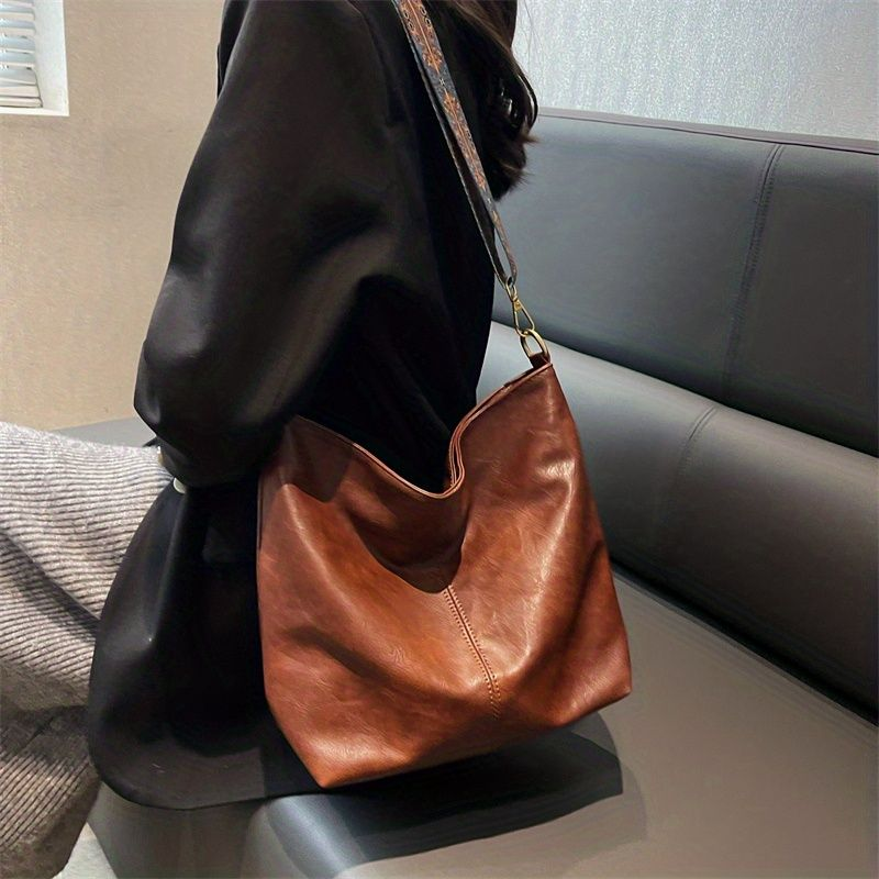 Borsa hobo vintage con tracolla geometrica, borsa a tracolla di grande capacità per lavoro e scuola_voghion.com