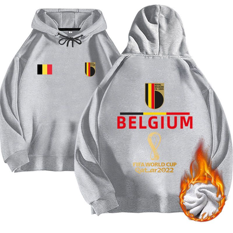 2022 World Cup Belgium National Flag Football Hoodie With Plush Autumn And Winter Loose Fit_voghion.com