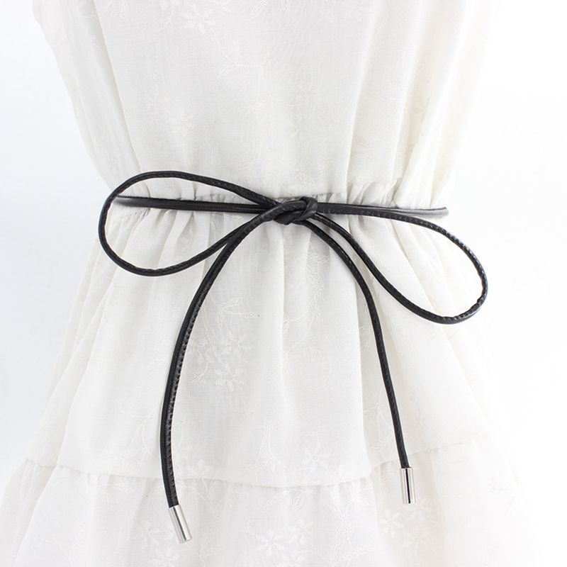 HOT Fashion Simple Round Leather Slim Thin Belt Women Knotted Waist Rope Skirt Decorative Coat Sweater Strap_voghion.com