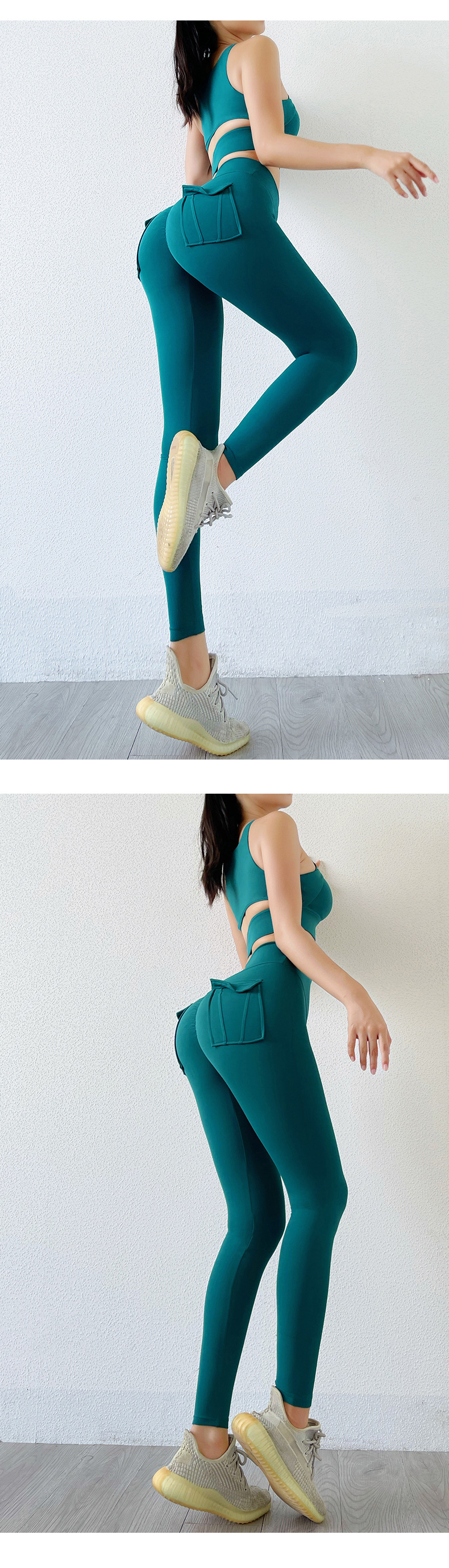 Women's Nude High-waist Butt-lifting Yoga Pants For Women With Pockets Sports Tights Chrysanthemum Fitness Pants_voghion.com