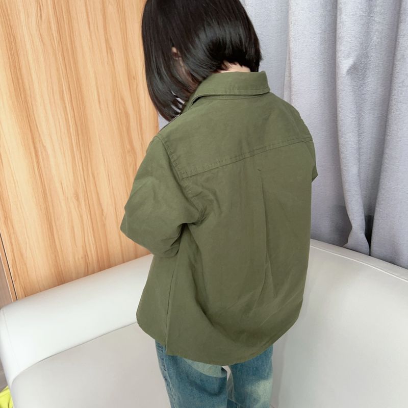 Camicia patchwork in cotone per bambini – Top unisex alla moda a maniche lunghe con stampa di lettere astratte (3-8 anni, 100-160 cm)_voghion.com