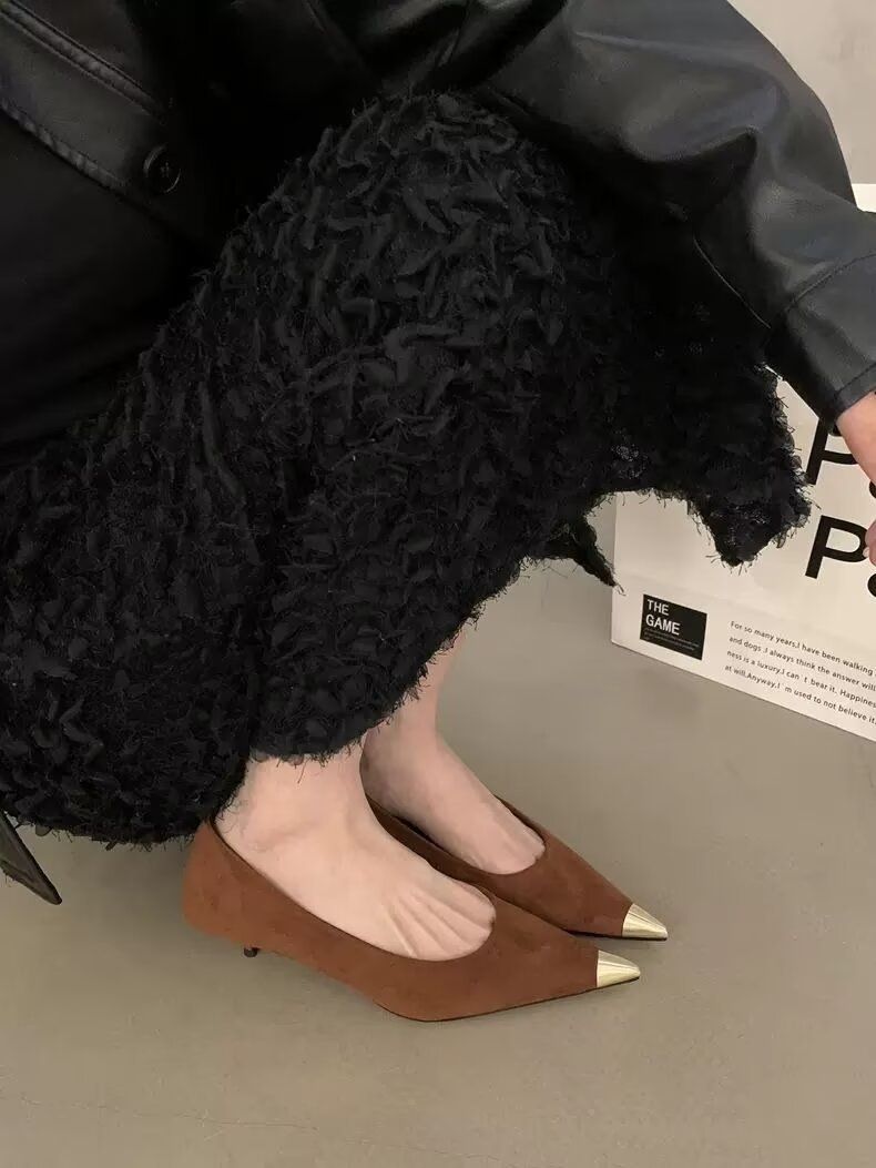 Scarpe da donna con tacco a spillo, tacco a spillo, tacco alto, stile gattino, stile francese, scarpe con gonna profumata_voghion.com