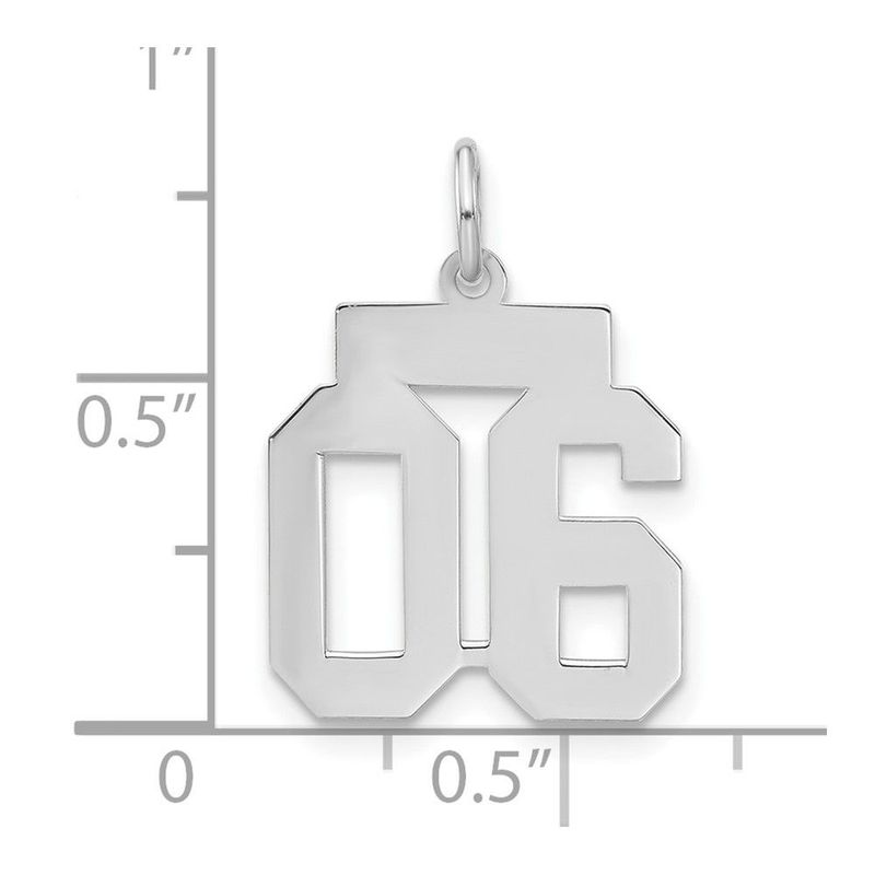 Sterling Silver Small Polished Number 06 W/Top Charm_voghion.com