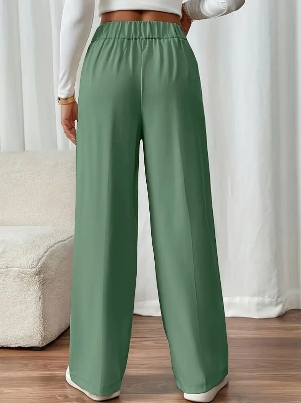 Dameskleding Drape Mopping Casual Broek Hoge Taille Broek Losse Temperament Recht Niche Ontwerp Effen Kleur Broek_voghion.com