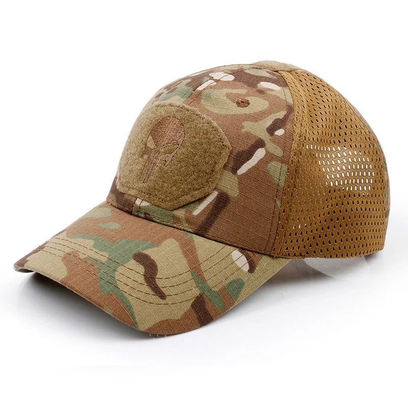 New Tide Cool Skull Multicam Operators Mesh Baseball Cap Männer Fitted Cap Taktesch Gutt Qualitéit Atmungsaktiv Outdoor Sportarten_voghion.com