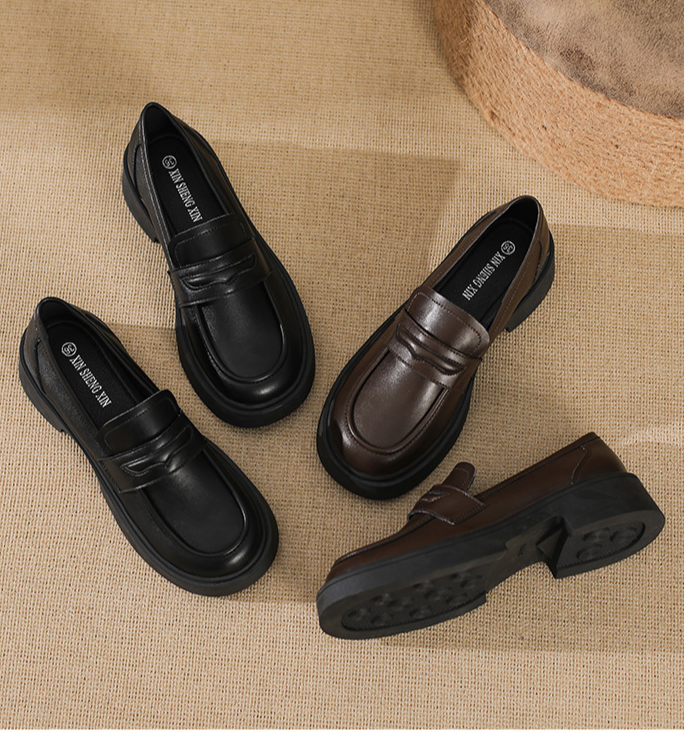 Genuine Lefu for women in the autumn of 2024, new women's with thick soles, one foot sole, and high height British style_voghion.com