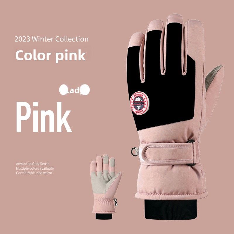 Guantes de esquí de algodón para hombre y mujer, con forro polar, resistentes al viento, impermeables y cálidos, para invierno, con pantalla táctil, para bicicleta eléctrica_voghion.com