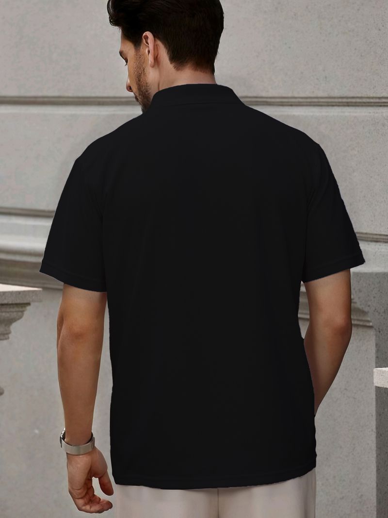 Herrenbekleidung Business-Hemd mit Revers und kurzen Ärmeln und Kamelstickerei Business Casual Daily Tops_voghion.com