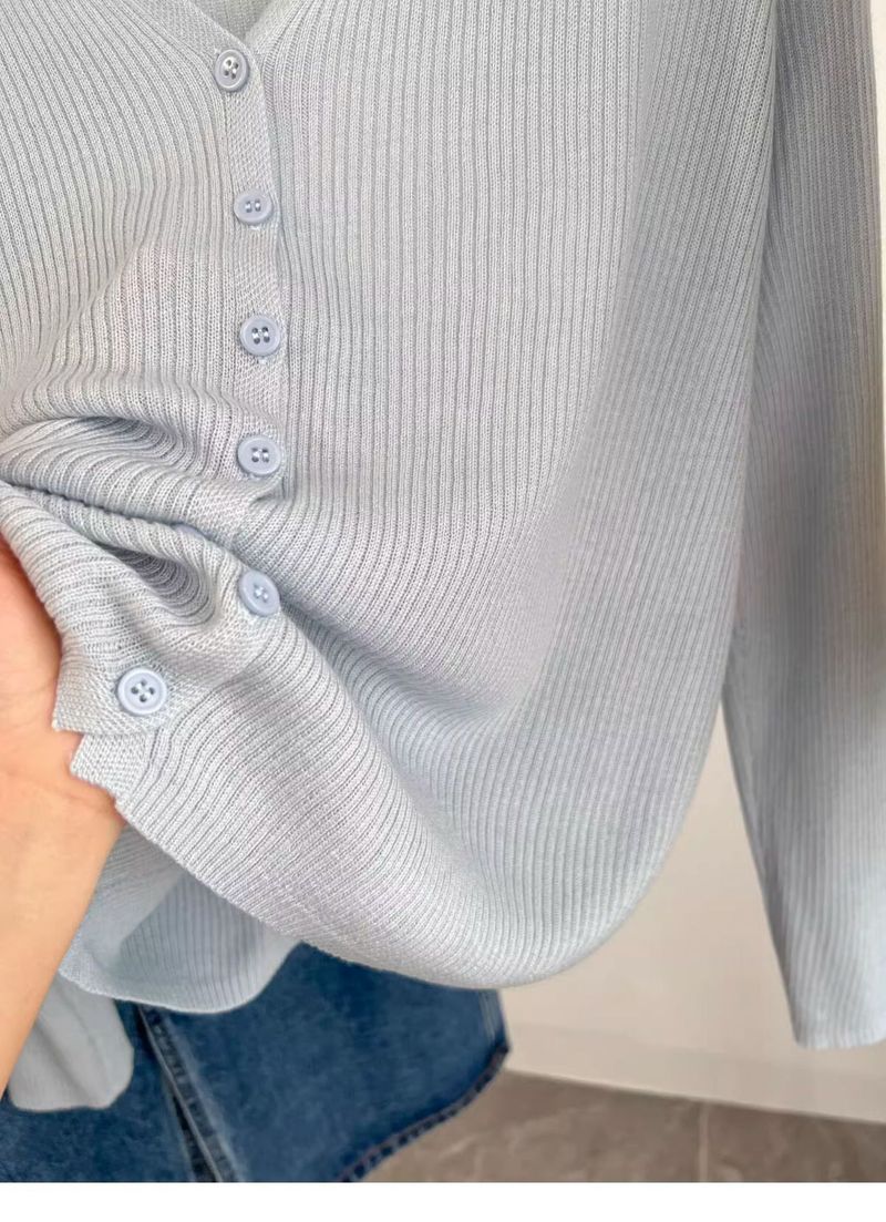 ragazza 6 lana latte blu corto lavorato a maglia per donna primavera e autunno cardigan a maniche lunghe piccolo profumo stile strato interno base_voghion.com