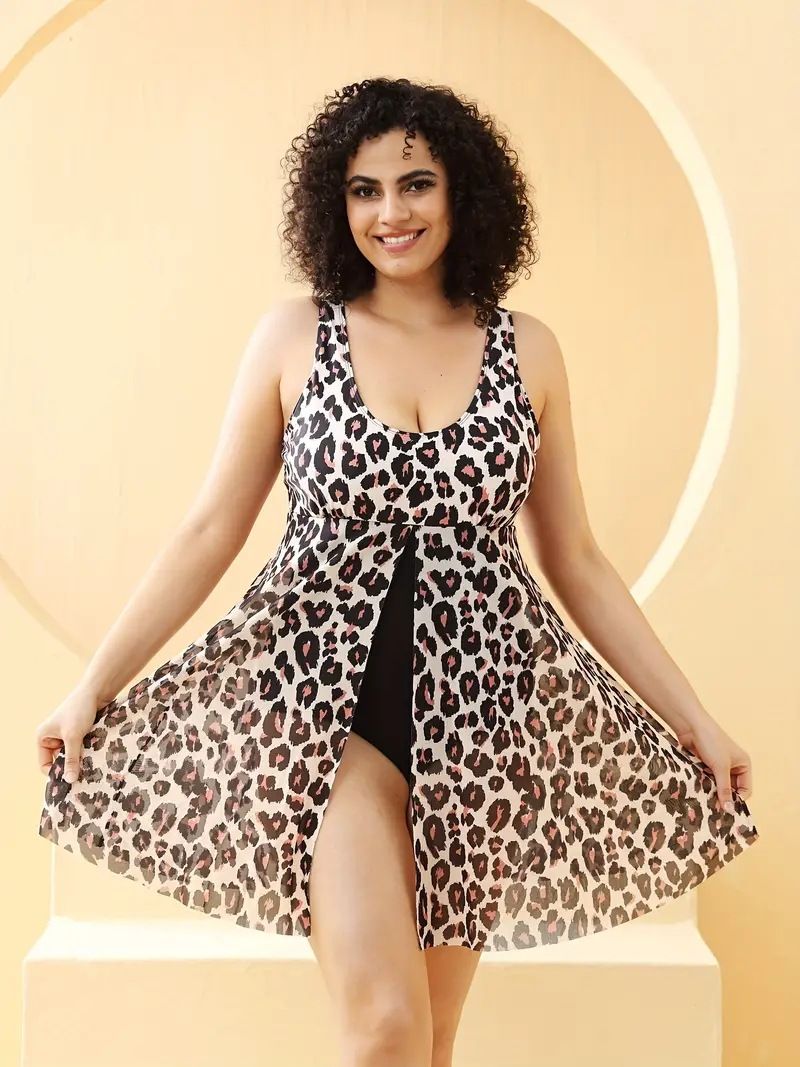 Damen Badeanzug Plus Size Konservativer Einteiliger Badeanzug Blumendruck Modischer Badeanzug_voghion.com