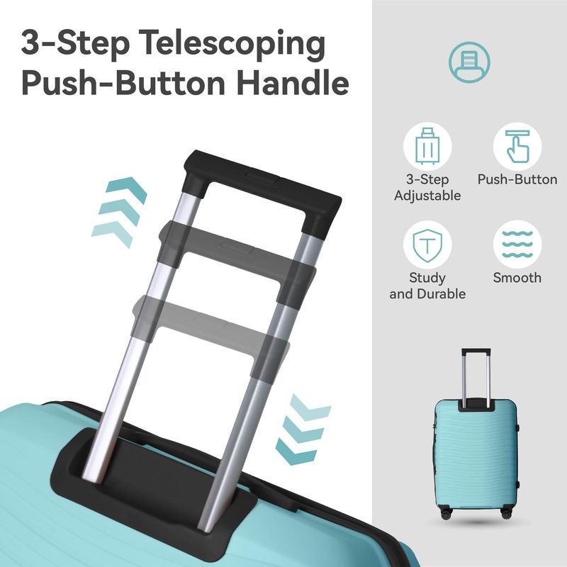 3-Piece Luggage Sets (20", 24", 28"), Suitcase With Wheels, Hardside Suitcase With Four Spinner Wheels And Scratch-Resistant Surface, SkyBlue_voghion.com