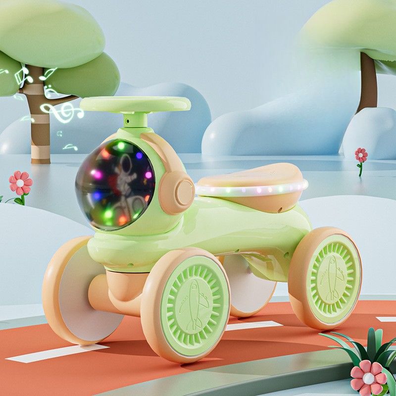 Bici senza pedali per bambini, monopattino a quattro ruote anticaduta per bambini da 1 a 3 anni con luci e musica_voghion.com