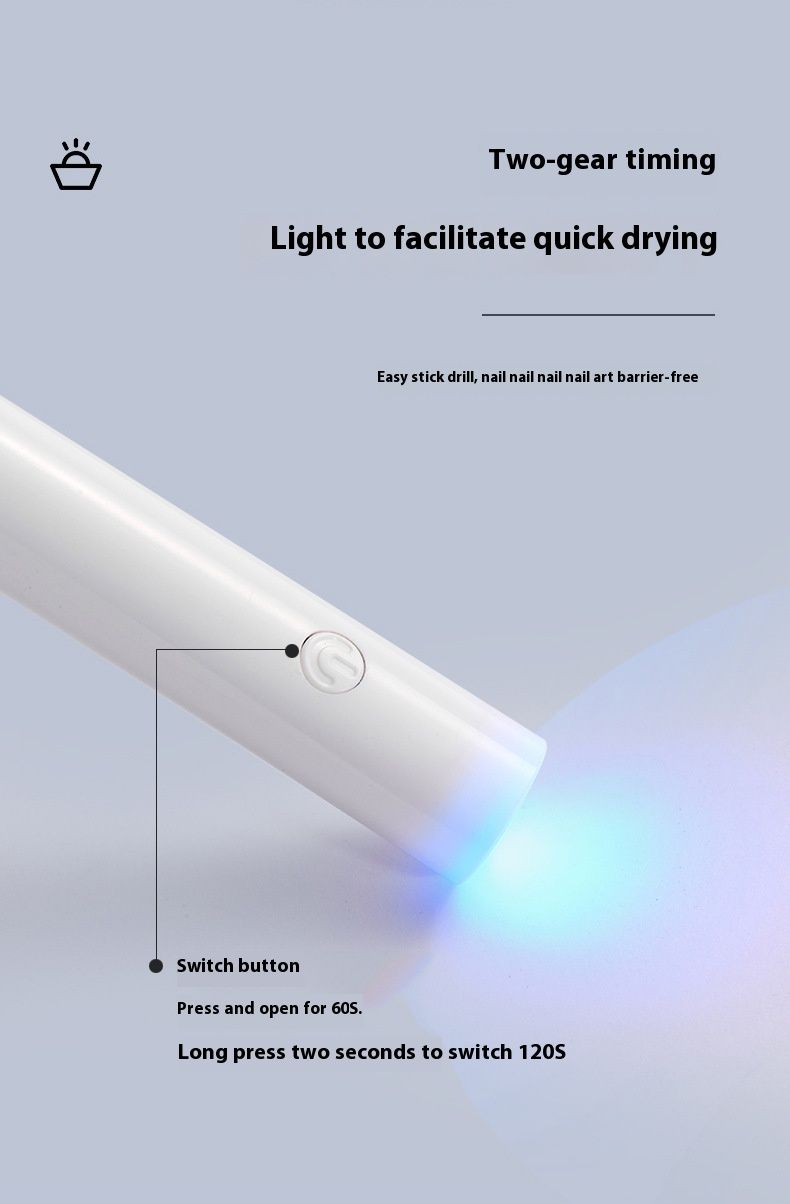 Lampada per unghie dritta, piccola e portatile, portatile, macchina per fototerapia, lampada per polimerizzazione UV ricaricabile, mini lampada da forno ad asciugatura rapida_voghion.com