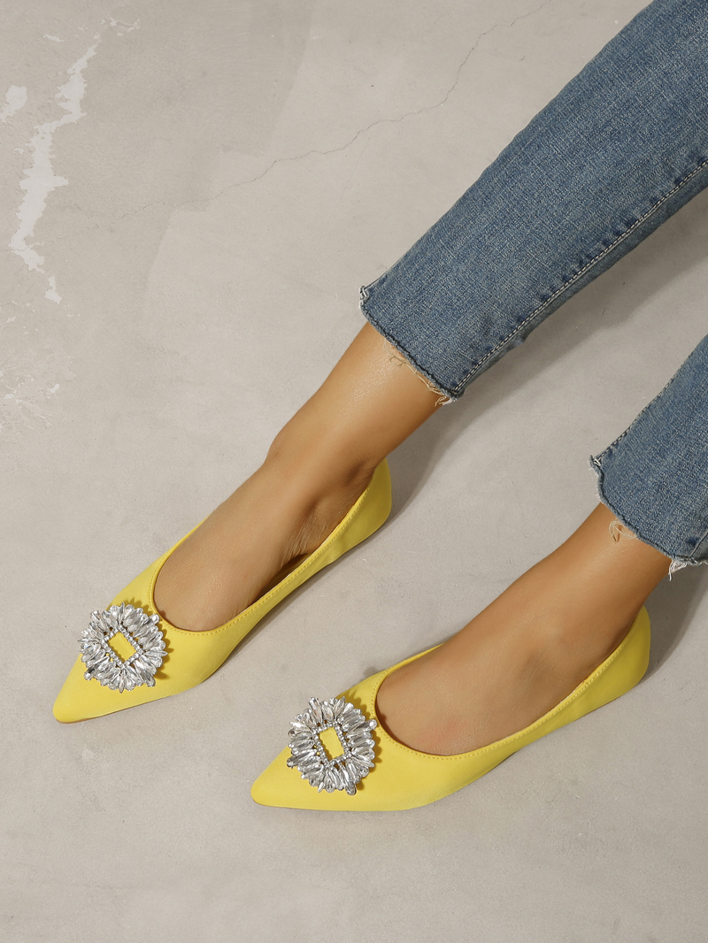 Flat Sole Shoes, Shallow Mouth, Pointed Toe, Rhinestone Square Buckle, Mary Jane Women's Shoes, 2022 New Style Suede Lazy Shoes Wholesale_voghion.com