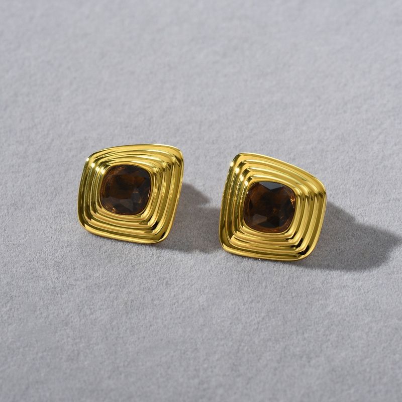 Damenschmuck: Geometrische, quadratische Zirkonia-Ohrringe mit Stiften aus 925er Sterlingsilber, minimalistisches und einzigartiges Design für alltägliche Eleganz_voghion.com