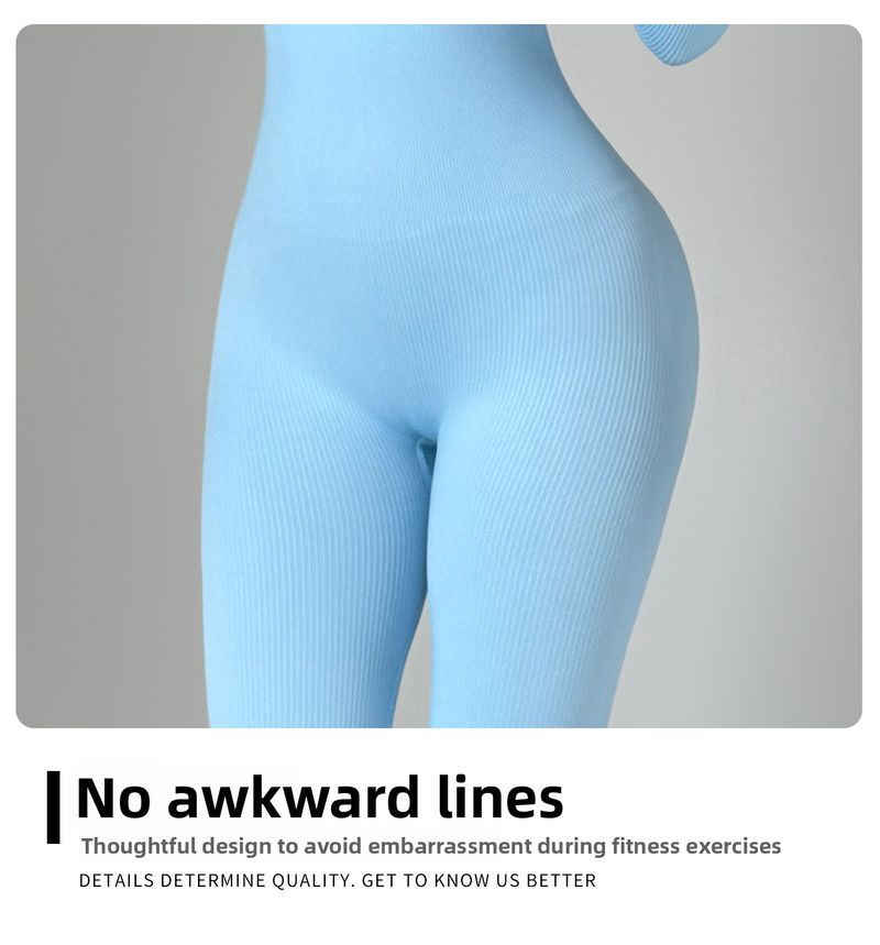 Dropshipping transfronterizo Otoño Invierno Clásico Una Pieza Manga Larga Pantalones Largos Mujer Acanalados Ajustados Altos Elásticos Fitness_voghion.com