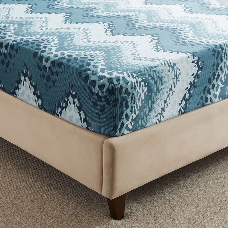 Copripiumino con lenzuola con angoli in poliestere stampato in 3D con motivo geometrico a strisce ondulate_voghion.com