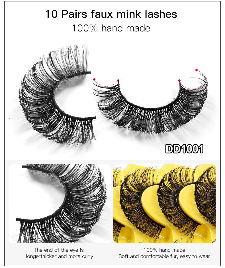 New 10 Pairs Of Boxed False Eyelashes Natural Soft Thick Eyelashes Artificial Chemical Fiber Eyelashes_voghion.com