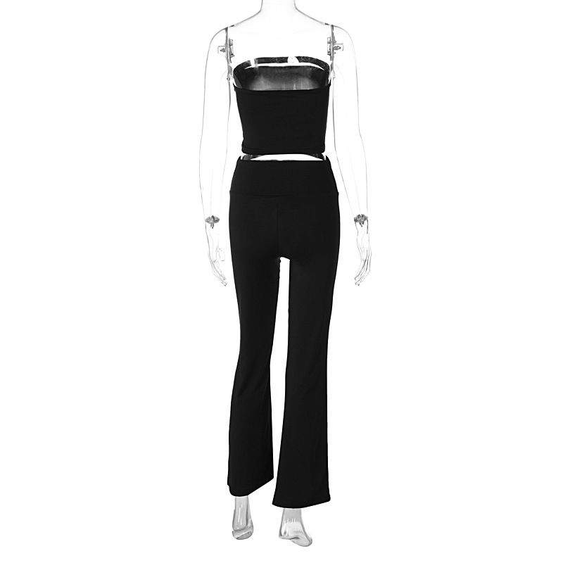 Dameskleding 2024 zomer nieuw product mode straatveiling blote navel strapless top slim fit broek set dames_voghion.com