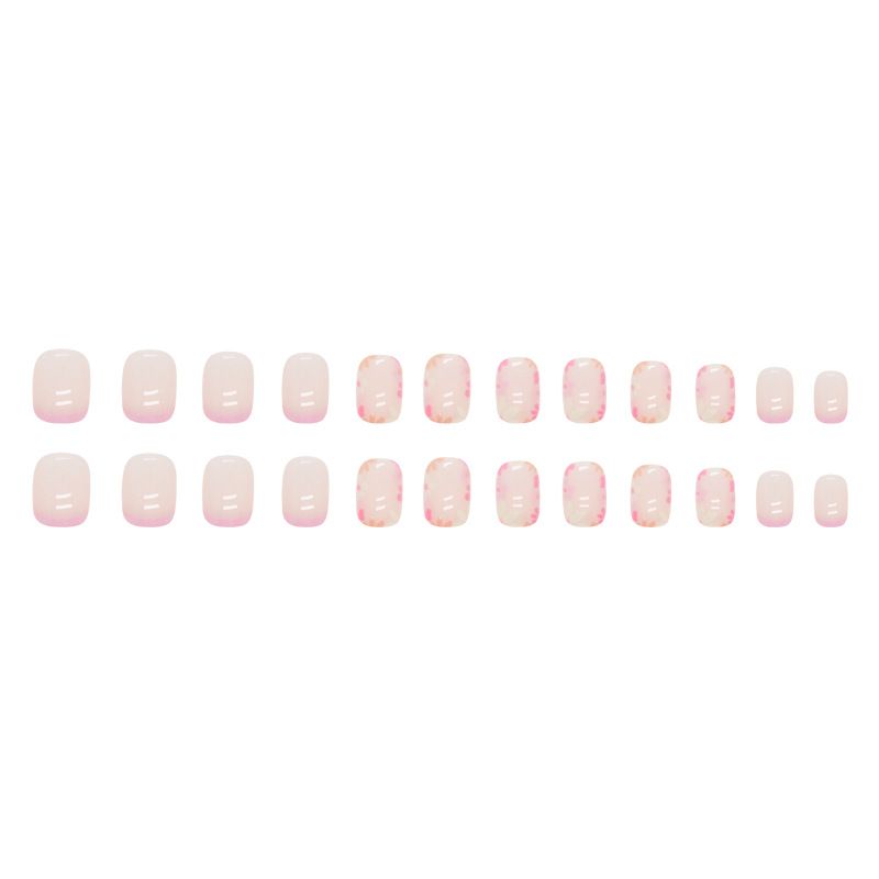 Künstliche Nägel, süße, kurze, süße Girlande für Mädchen, Nagelkunst, bunte Blumen, reines, unsterbliches Nagelpulver, tragen Sie Nagelstücke_voghion.com