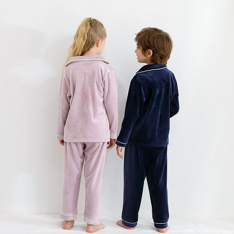 Children's Pyjamas Set Flannel Spring And Autumn Thickened Baby Large Children's Home Wear For Boys And Girls Parent-child Pyjamas_voghion.com