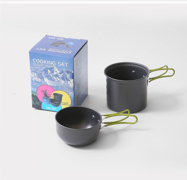 Camping Pot Set DS-101 Outdoor Portable Cookware 1-2 Person Alumina Frying Pan_voghion.com