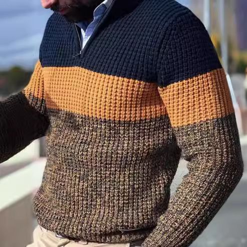 Lässiger Strickpullover Pullover Loose Fit Langarm Herbst Herrenbekleidung_voghion.com