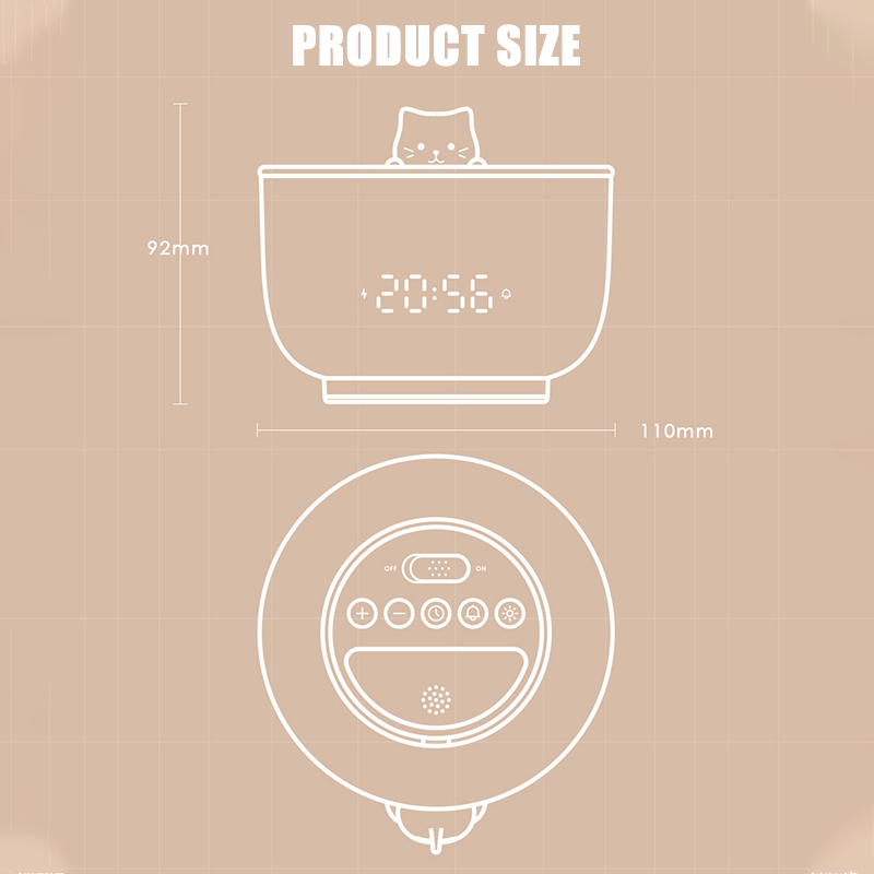LED Nuetslicht Digital Wecker USB Laden Dräi-Niveau Dimmen Cute Cat Baby Fütterungslampe Schlofkummer Kanner Kanner Kaddoe_voghion.com
