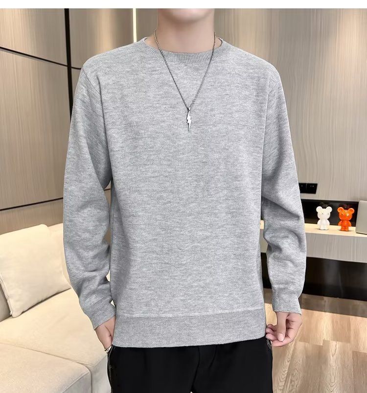 Abbigliamento maschile Maglione girocollo in velluto monopezzo autunnale e invernale da uomo, camicia con fondo foderato in pile spesso da uomo, 2024, nuovo top caldo tutto-fiammifero alla moda_voghion.com