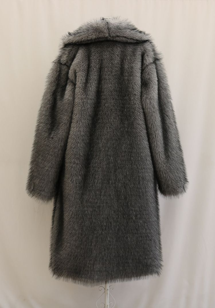 Women's Clothing Women's Faux Fur Coat - Long Plush Teddy Jacket With Scarf Collar_voghion.com