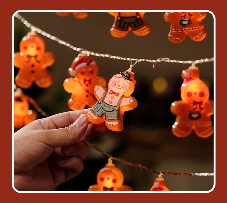 Luzes de Natal em formato de boneco de gengibre, luzes LED a pilhas para decoração de festas – 1,5 m/3 m/6 m com lâmpadas brancas quentes de 10/20/40"_voghion.com