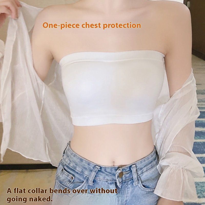 Strapless underwear summer gathering, with a strapless design and an anti slip back. No steel ring, one spoke chest wrap_voghion.com