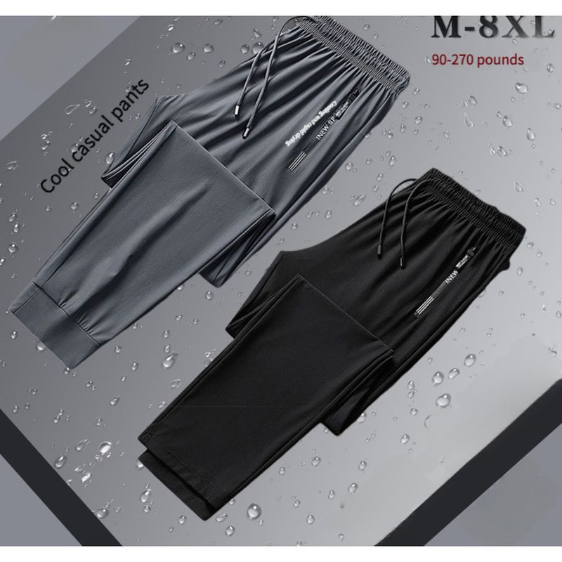 Plus Größe Sommer Ice Silk Männer Jogger Jogginghose Hohe Elastizität Schnell Trocknend Lässig Gerade_voghion.com