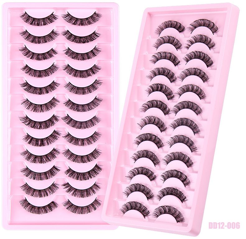 Lash extension set 12 pairs of eyelashes Natural fiber eyelashes thick artificial eyelashes_voghion.com