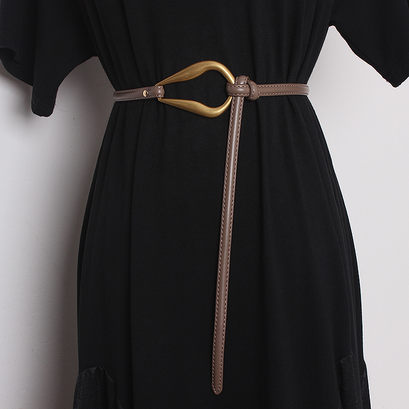 Ceinture fine en cuir véritable pour femmes, nouvelle boucle en fer à cheval, costume décoratif coréen polyvalent, manteau, robe pull, à la mode et simple, nouvelle collection_voghion.com