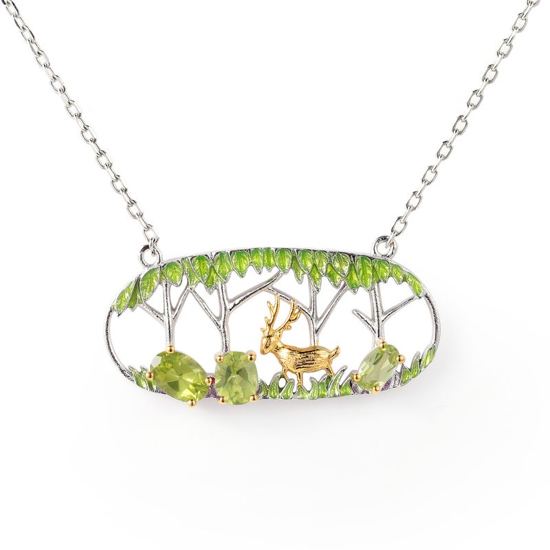 Yoyo Luming Halskette S925 Sterling Silber Naturfarbener Edelstein Anhänger Nischendesign Schmuck Halskette für Frauen_voghion.com