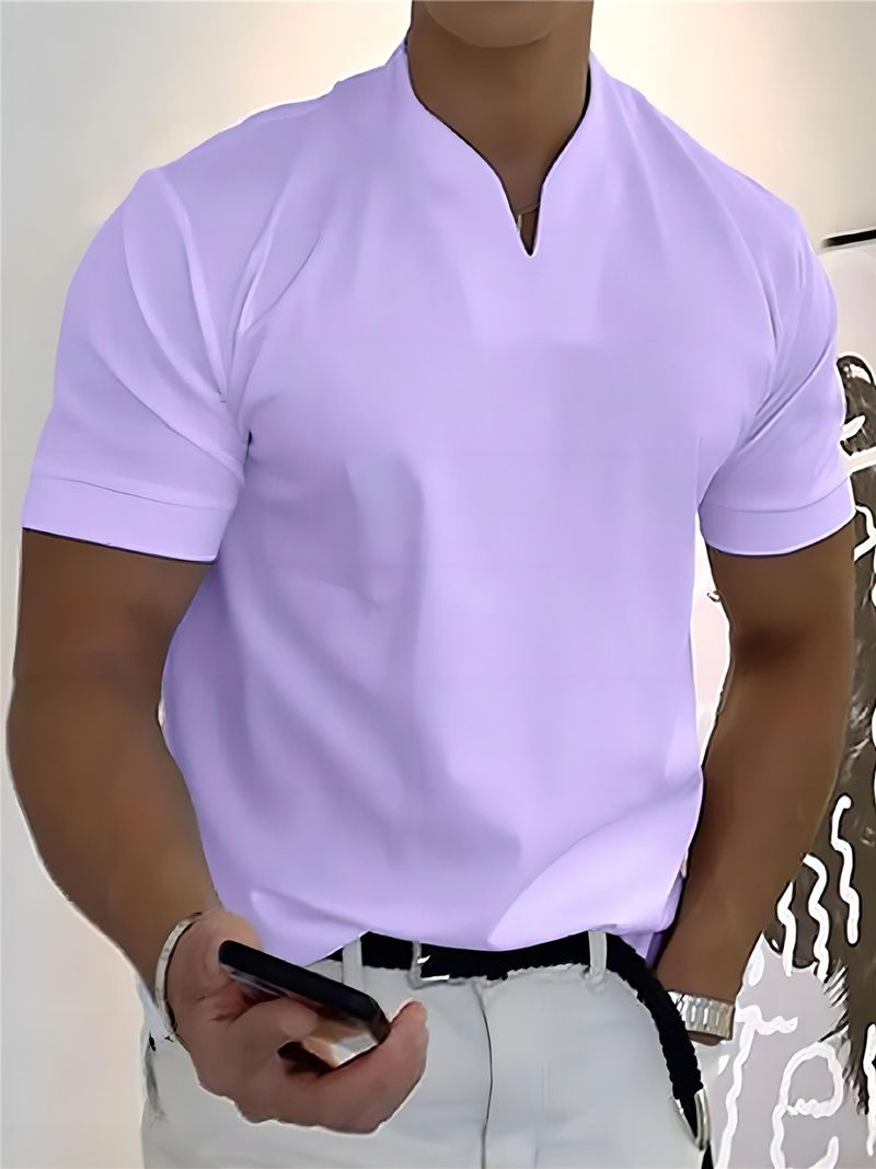 Men's Fitness Sports V Neck T Shirt Men's Elastic Short Sleeved T Men's Slim Fit_voghion.com