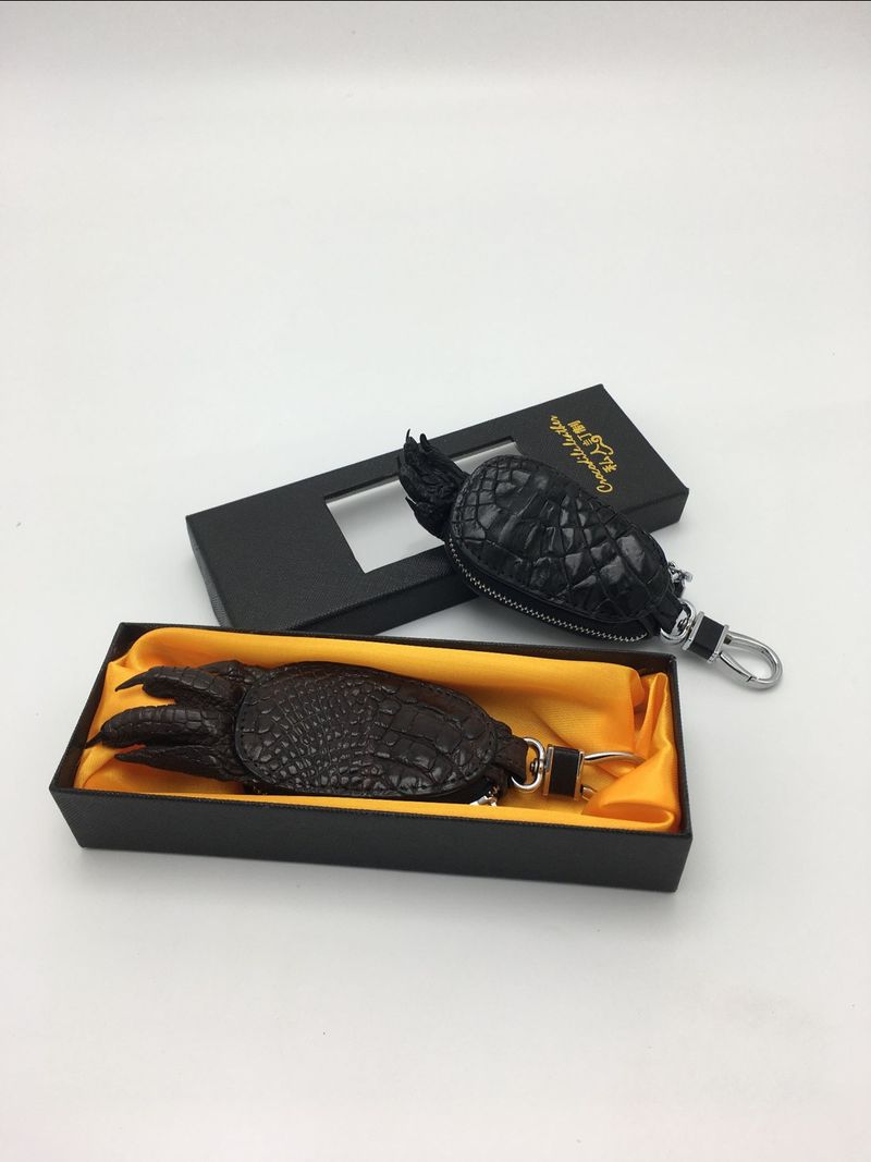 Sac porte-clés en cuir véritable à motif de grain d'autruche, nouvelle collection 2025_voghion.com