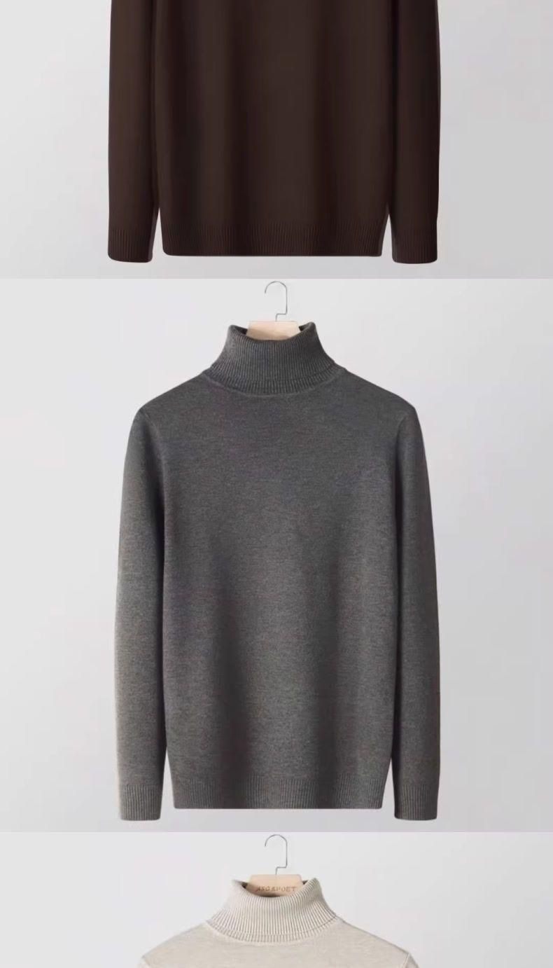 Maglione a collo alto da uomo, nuovo maglione base slim fit autunnale e invernale, stile coreano alla moda e versatile_voghion.com