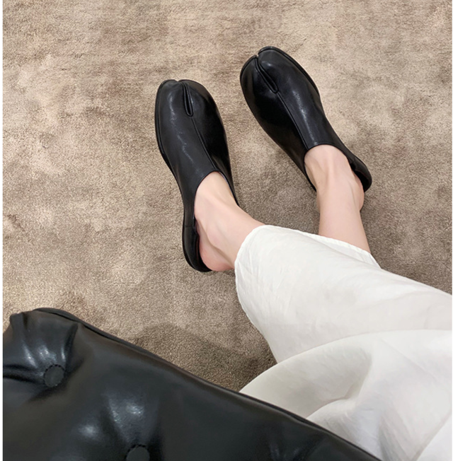 Bocca poco profonda Uomo pigro Piedi di maiale Scarpe con dita divise Calpestare i tacchi_voghion.com