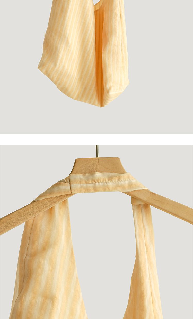 Borsa a tracolla multifunzionale casual dal design minimalista e di grande capacità, in tulle multistrato a righe_voghion.com