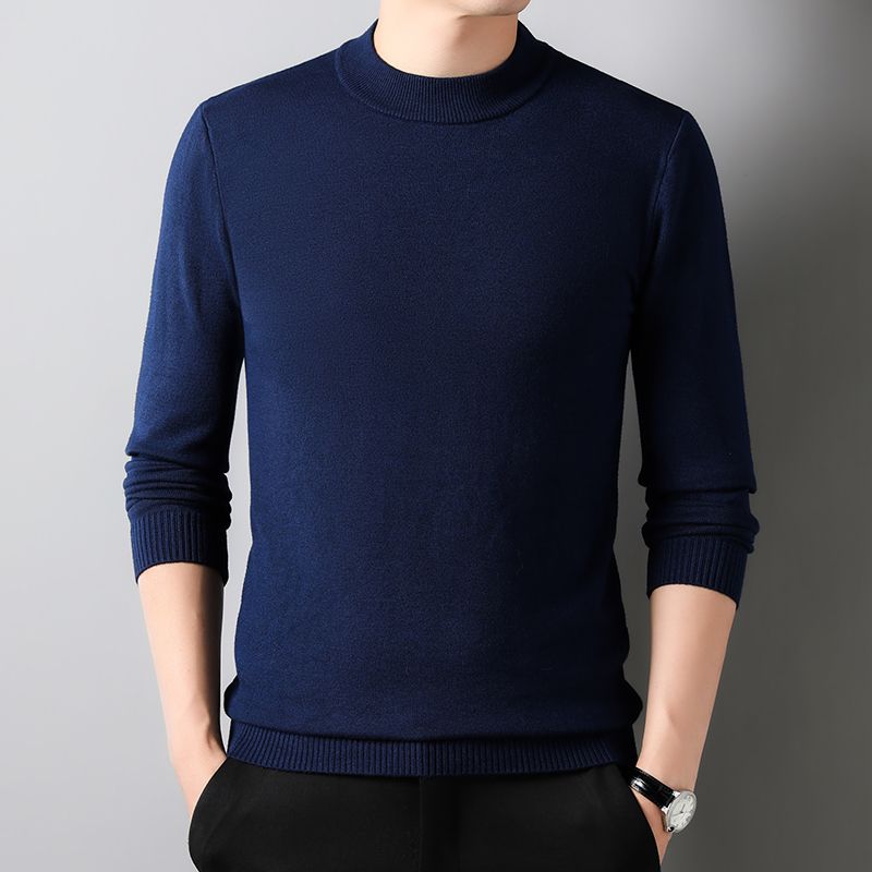 Halve Rollkragen Strickwaren Pullover Neue Herbst/Winter Mock Neck Sweatshirts Einfarbig Pullover Mann Marke Casual Heren Kleidung_voghion.com
