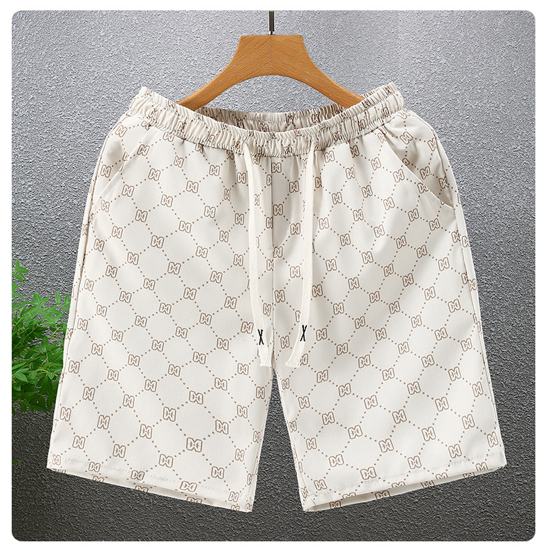 Shorts d'été pour hommes, pantalons imprimés en soie glacée, respirants, décontractés, vêtements de plage, de course, de sport, de basket-ball_voghion.com