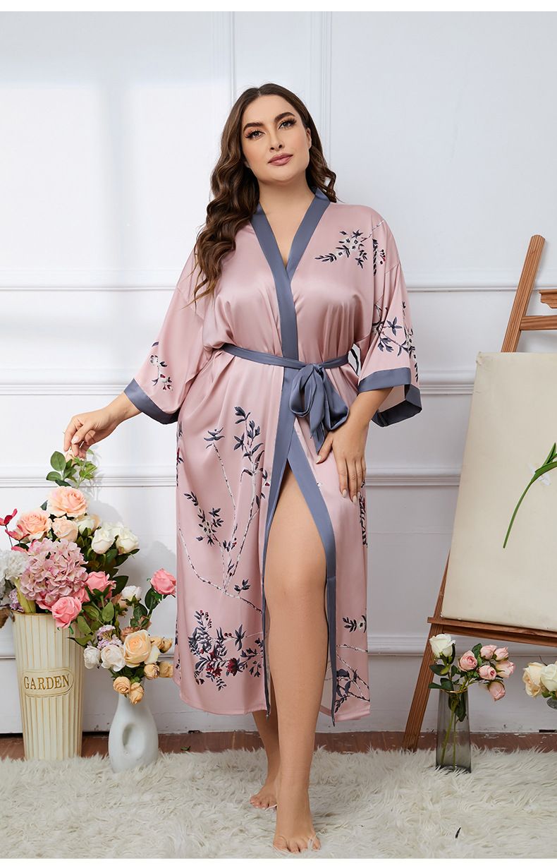 Sömn Damkläder Stora Pyjamasar Nya Satinpyjamas Dam Sommar Lätt Lyxigt Issiden Sval Nattlinne Badrock Hemkläder_voghion.com