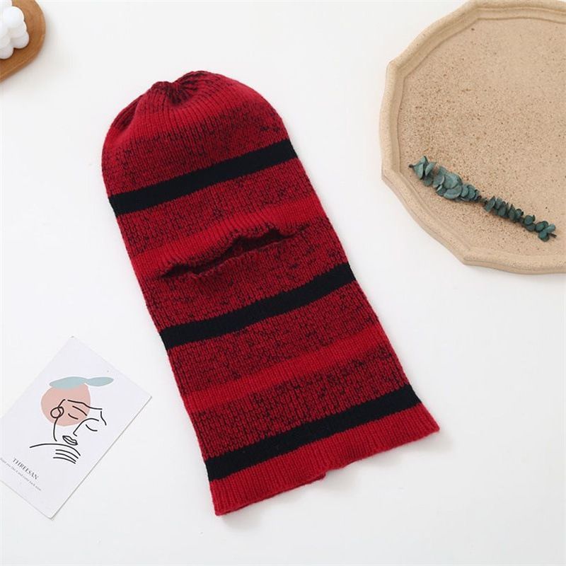 LazyZoom For Women Knitted Integrated Autumn Winter New Mask Outdoor Cycling Warm Neck Scarf Ear Protection Wool Hat_voghion.com