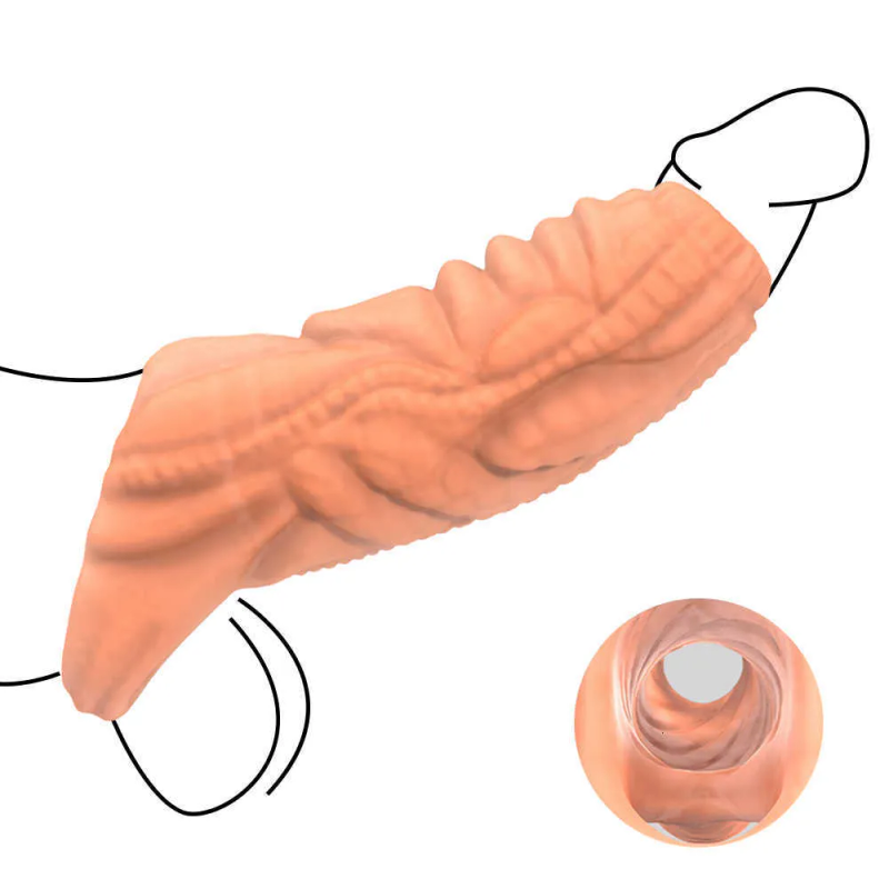 Toy Massager Sex Reusable Extender Sleeve Delay Ejaculation Ring Enlargement Erection Toy for Men Produc_voghion.com