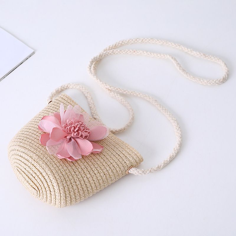 Neue Sommerkinderstroh-Eltern-Kind-kleine Umhängetasche Set Mädchen Baby Blume Fischertopf Big Eaf Sonnenblende Hut_voghion.com