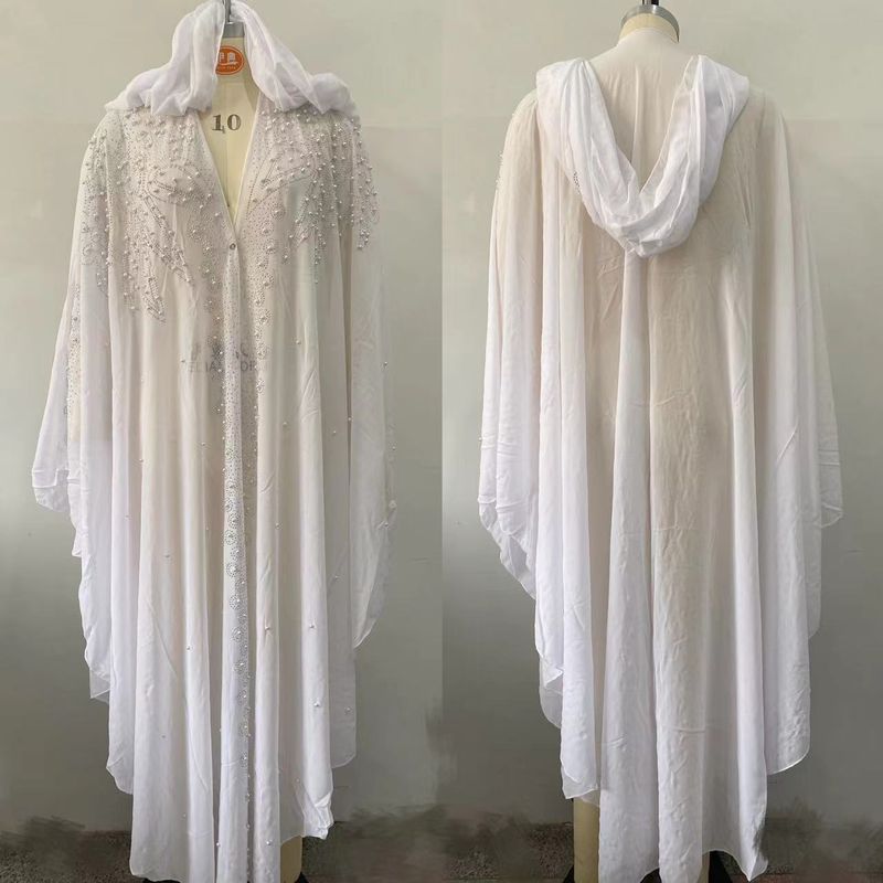 Robe cravejado de strass, xale muçulmano, vestido com capa e capuz, manga morcego, mais vendido_voghion.com