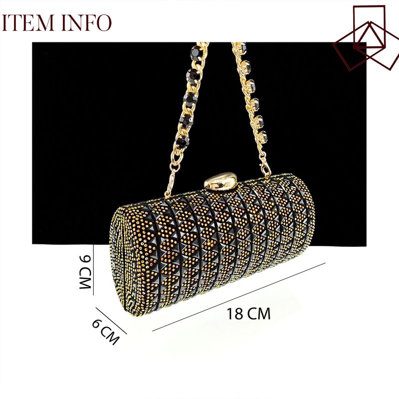 Set di scarpe e borse da donna Pantofole estive con tacco alto Decorazioni in strass color block Borsa cilindrica_voghion.com